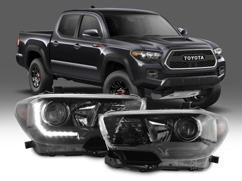 USR DEPO 2016-2023 Tacoma LED DRL TRD Pro Style Black Projector Headlights